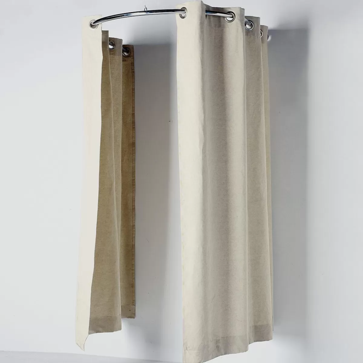 DecoWoerner Half-circle Cubicle Curtain, 200 Cm Long, Beige