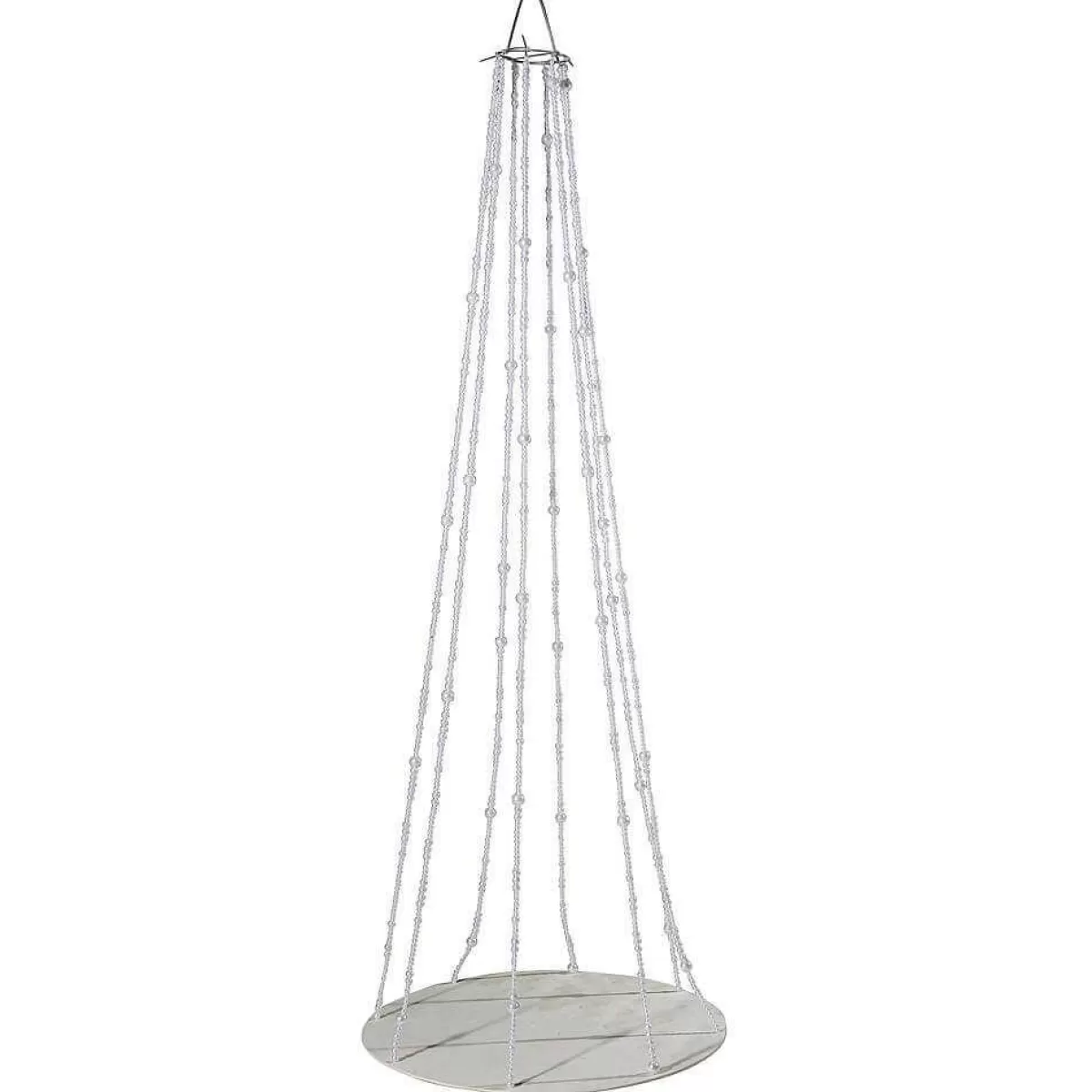 DecoWoerner Hanging Tablet With Pearl Strings, Ø 60 Cm, Length 170 Cm