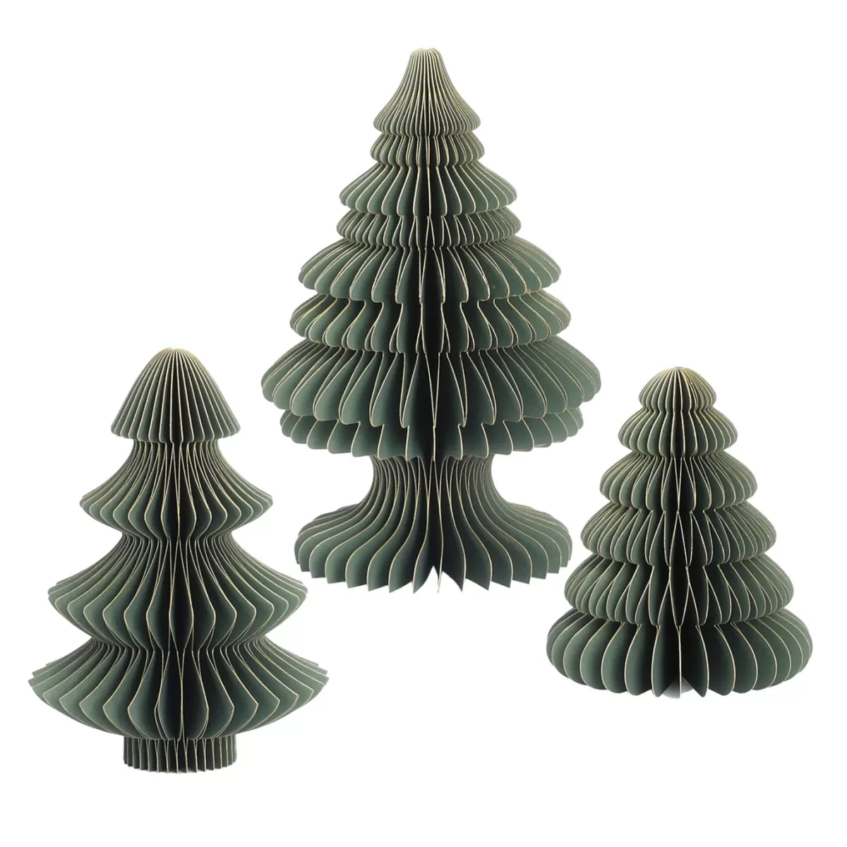 DecoWoerner Honeycomb Paper Deluxe Fir Tree Set 3 Pcs. White