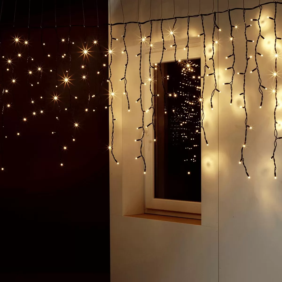 DecoWoerner Icicle-Light Light Chain 300 Cm IP44, Black