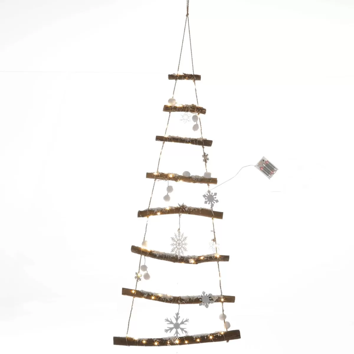 DecoWoerner Illuminated Wooden Tree Hanger, 100 Cm Long