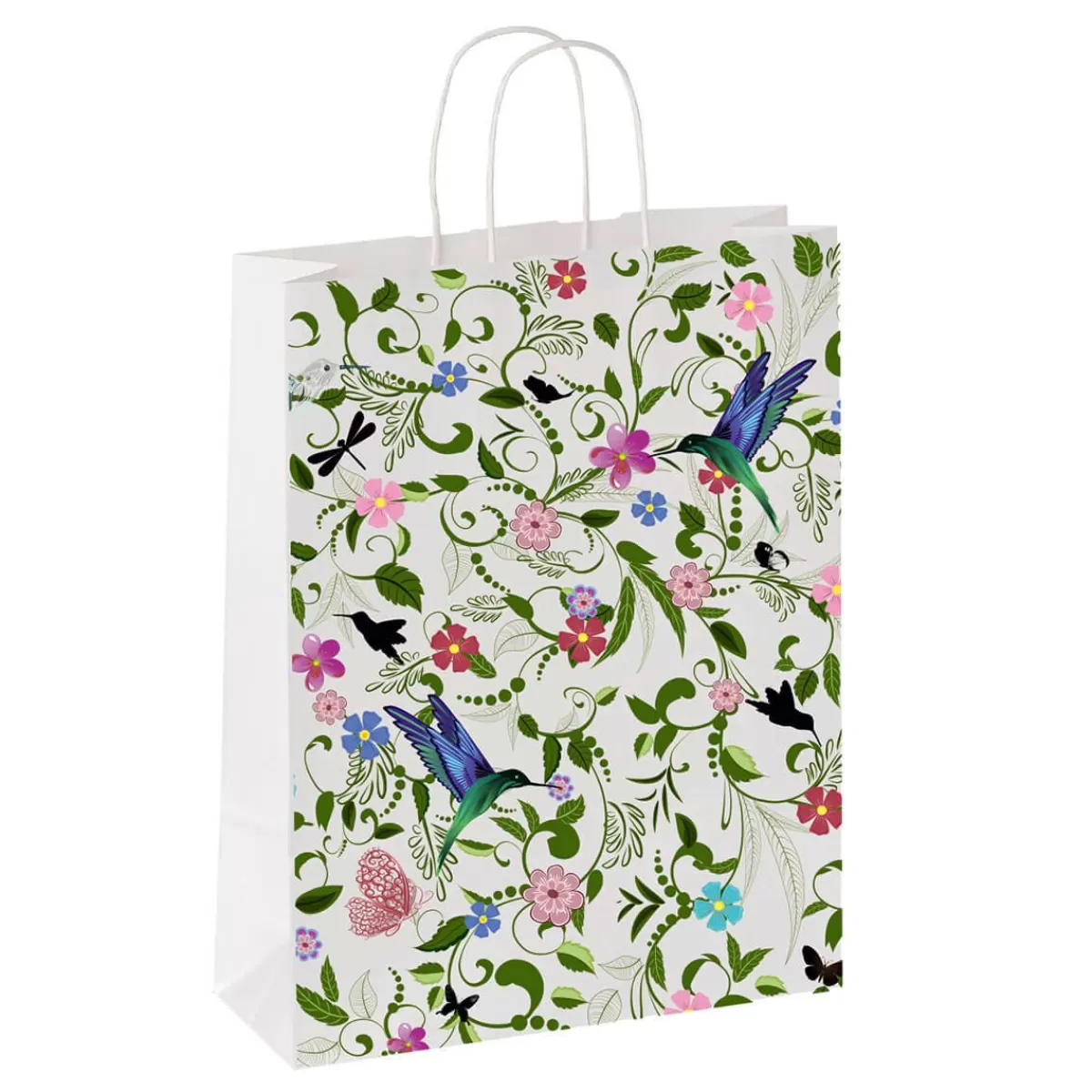 DecoWoerner Kraft Gift Paper Carrier Bag "Hummingbird" 18 X 22 X 8 Cm 50 Pieces