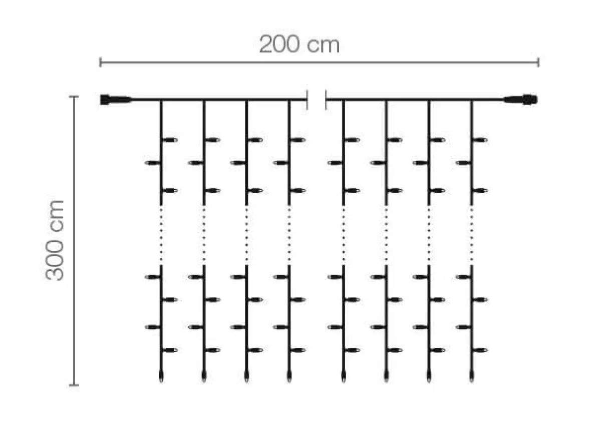 DecoWoerner LED Blinking Professional Light Curtain System IP67, 600 LED, 300 X 200 Cm