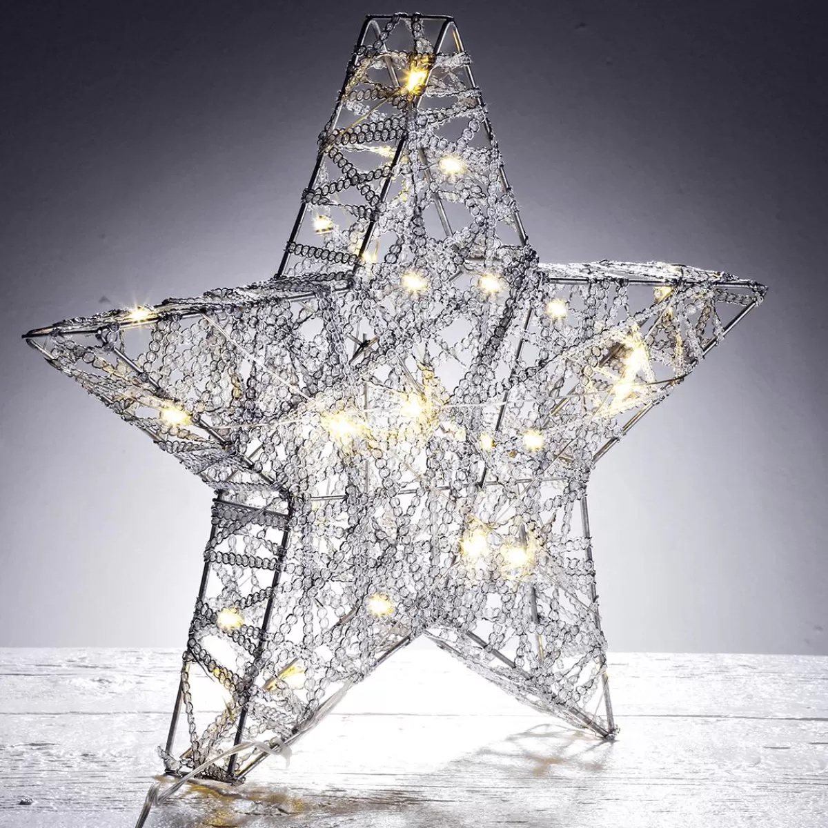 DecoWoerner LED Metal Decorative Star 30 Cm Battery Operated