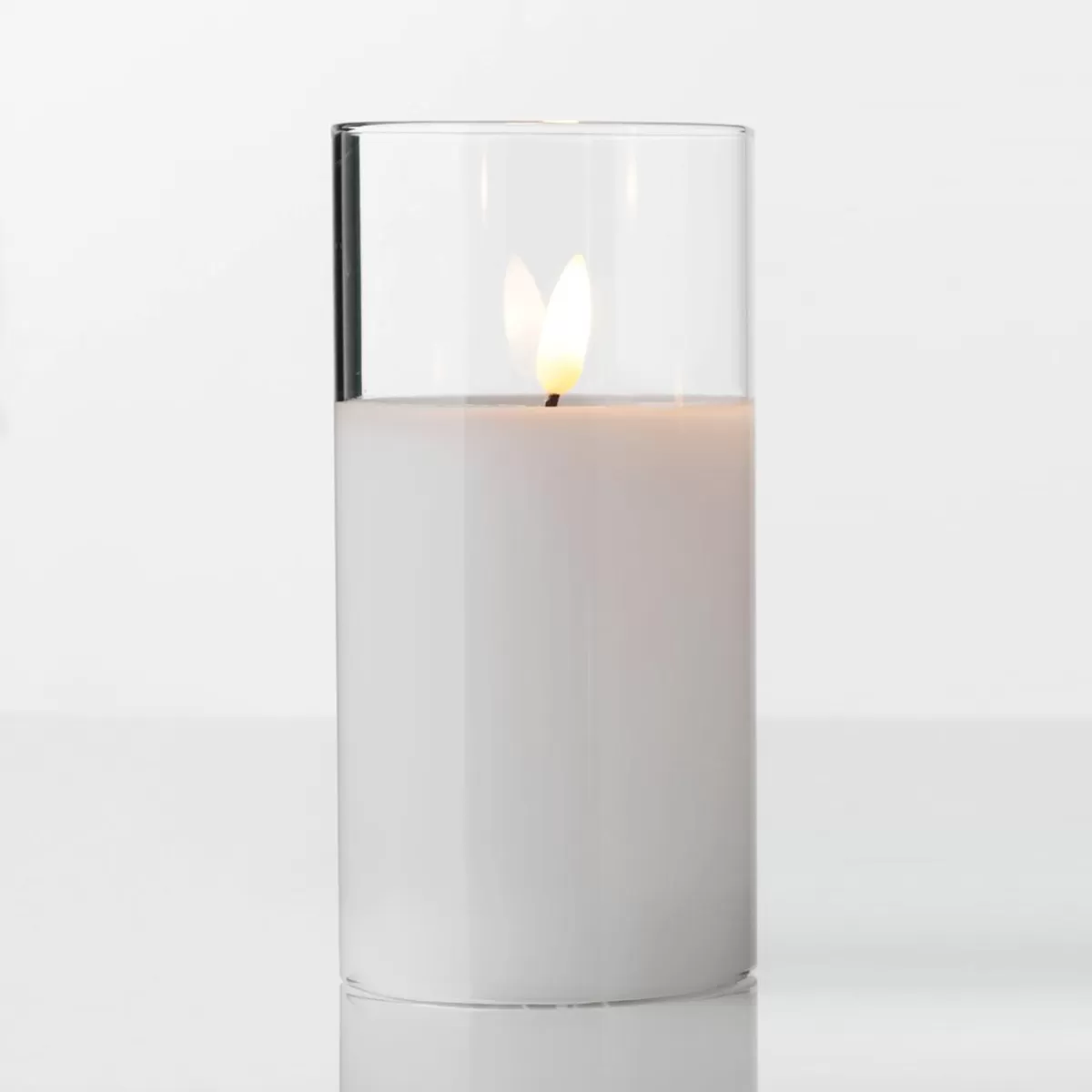 DecoWoerner LED Wax Candle In Transparent Glass 7.5 X 12.5 Cm