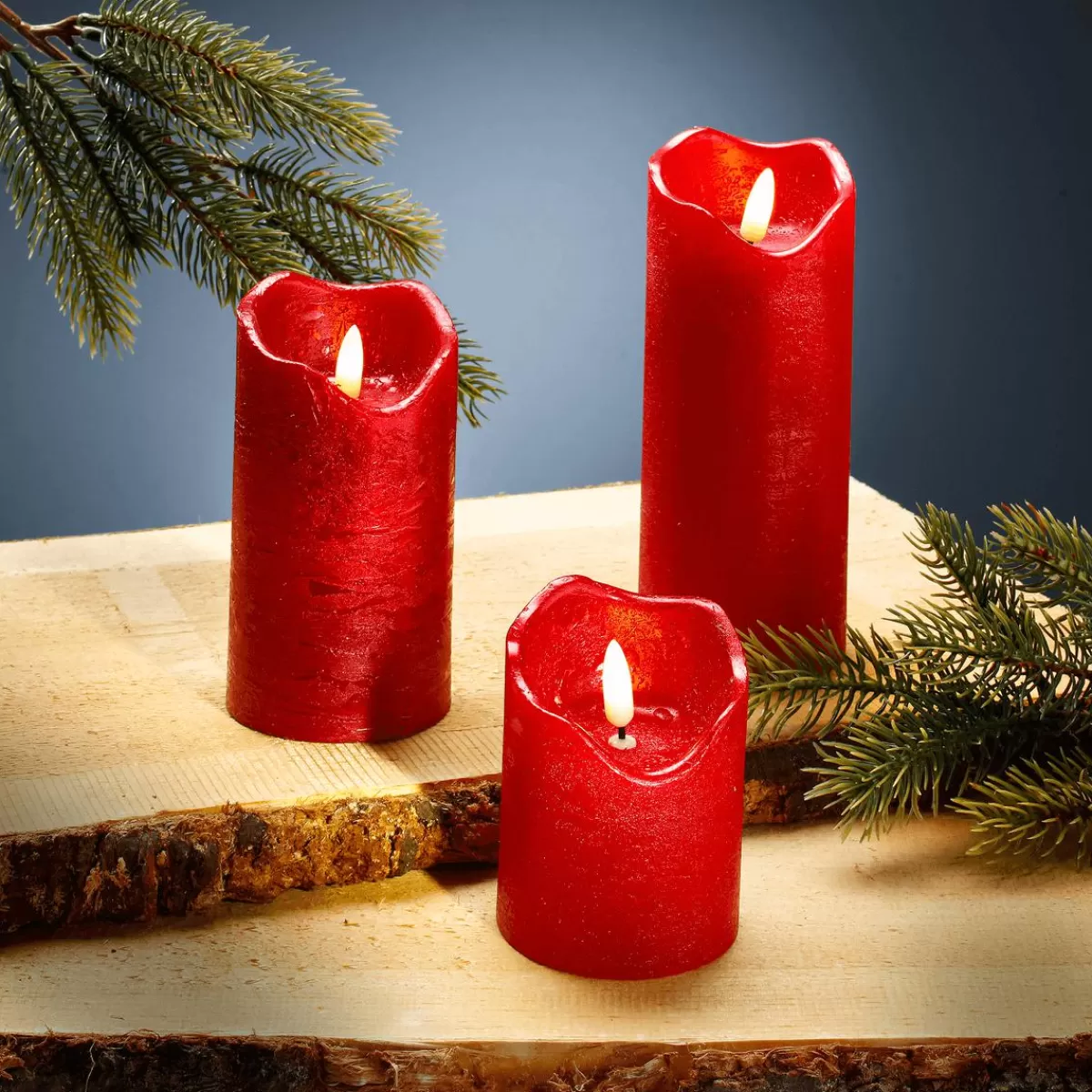 DecoWoerner LED Wax Candle Set 3 Pieces 7,5 Cm Ø, High 15/12,5/10 Cm