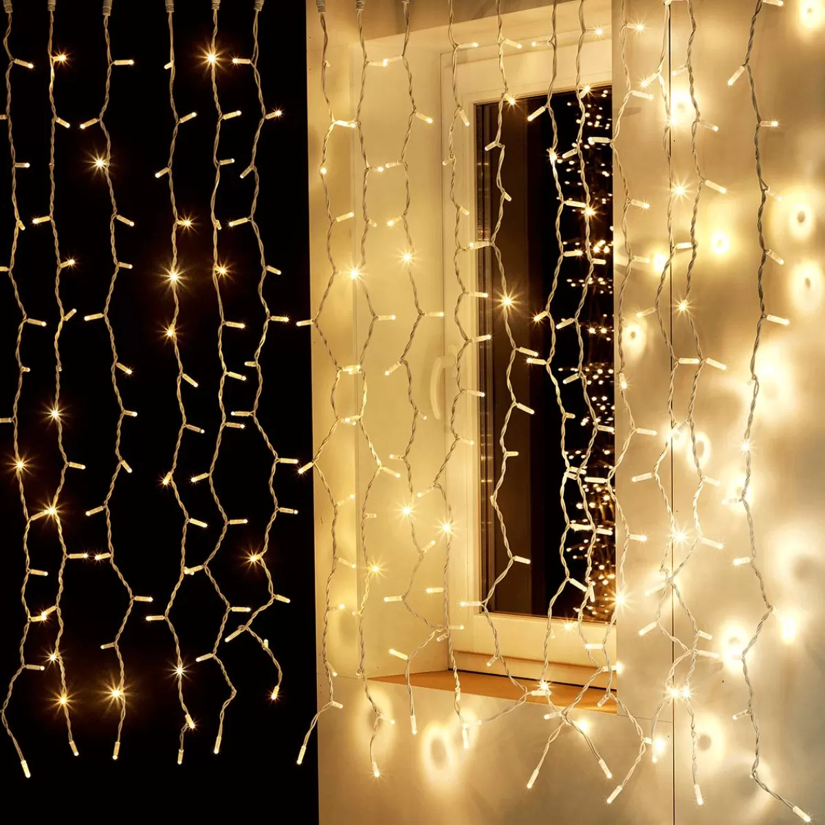 DecoWoerner Light Curtain White 200 X 150cm 300 LED Warm-white IP44