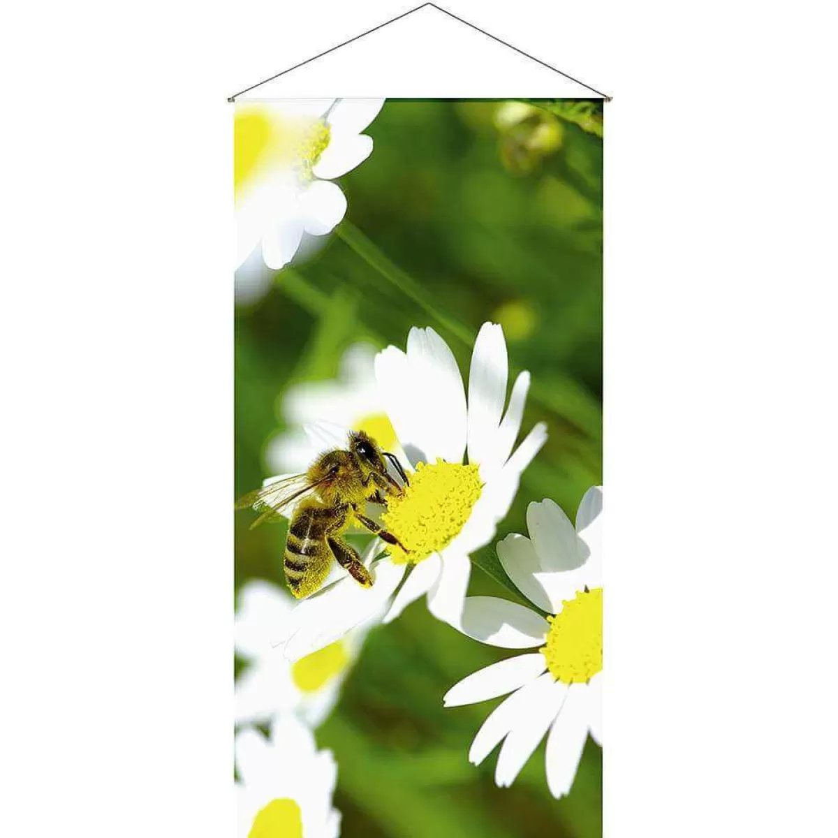 DecoWoerner Lightfast Natural Fibre Fabric Banner "Bee" Made Of Cotton 100 X 200 Cm