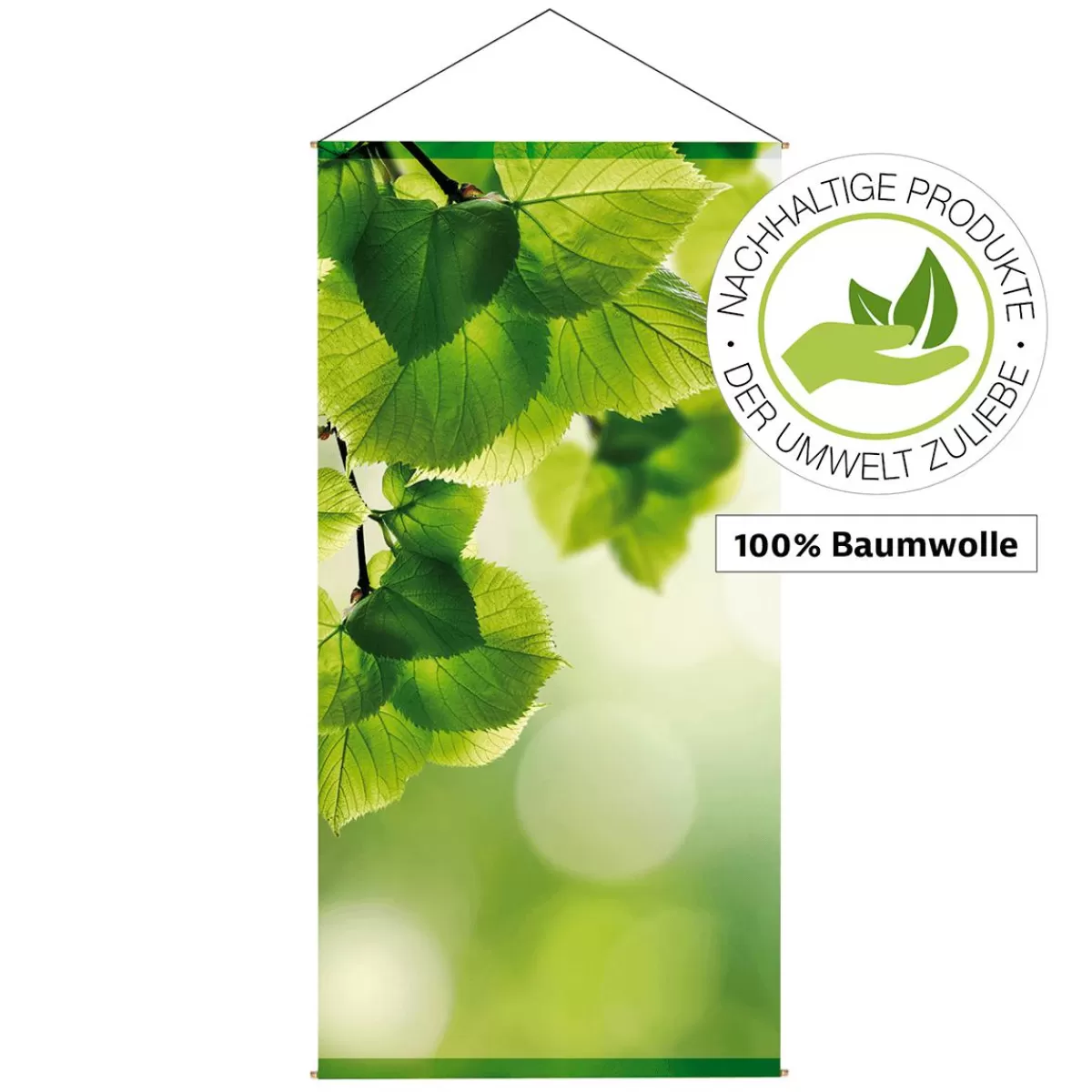 DecoWoerner Lightfast Natural Fibre Fabric Banner Birch Leaves Made Of Cotton 100 X 200 Cm