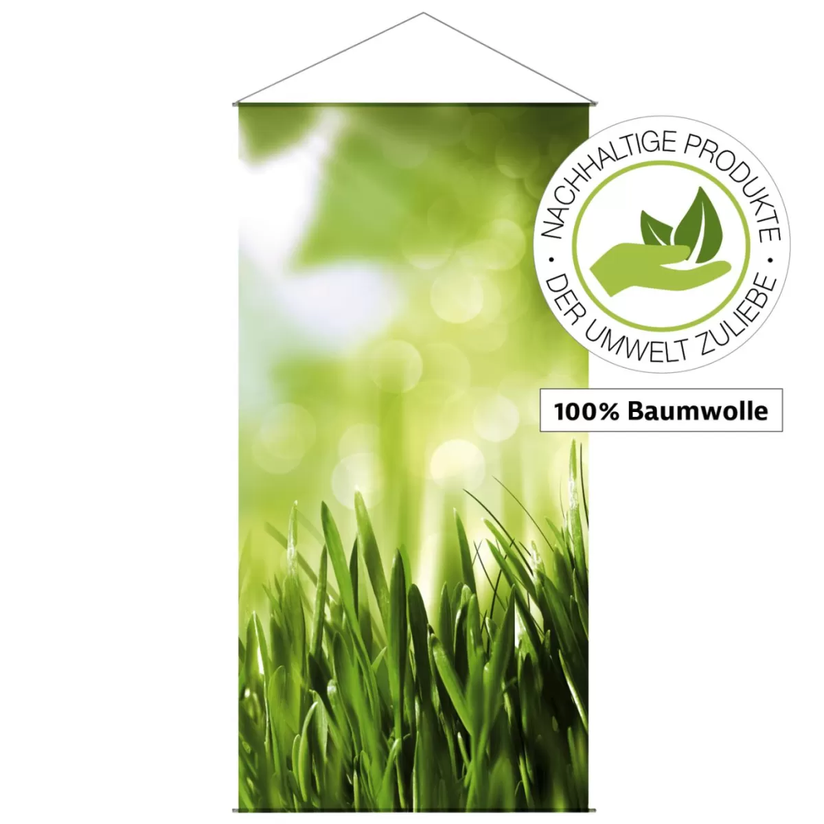 DecoWoerner Lightfast Natural Fibre Fabric Banner "Spring Grass" Made Of Cotton 100 X 200 Cm