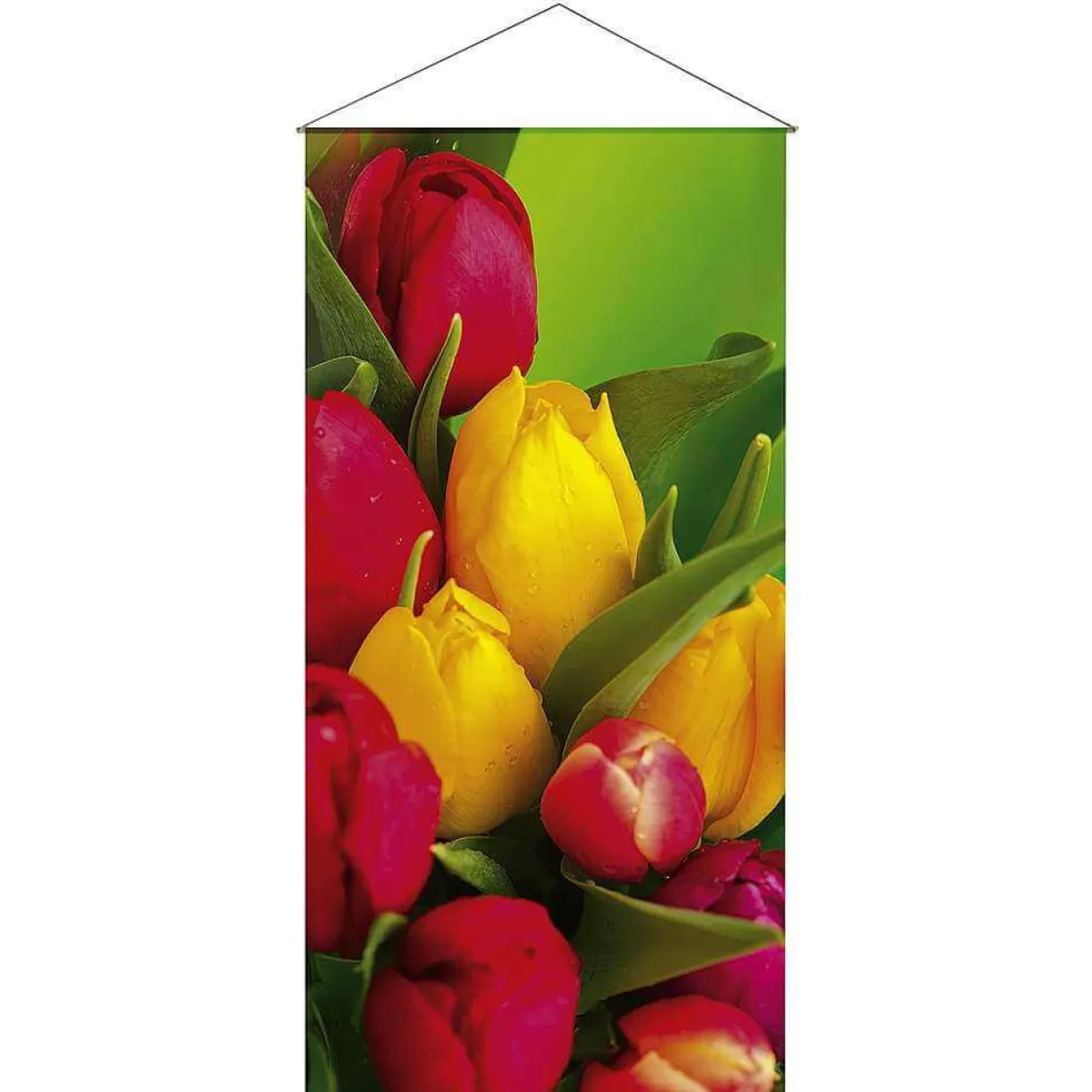 DecoWoerner Lightfast Natural Fibre Fabric Banner "Tulip Bouquet" Made Of Cotton 100 X 200 Cm