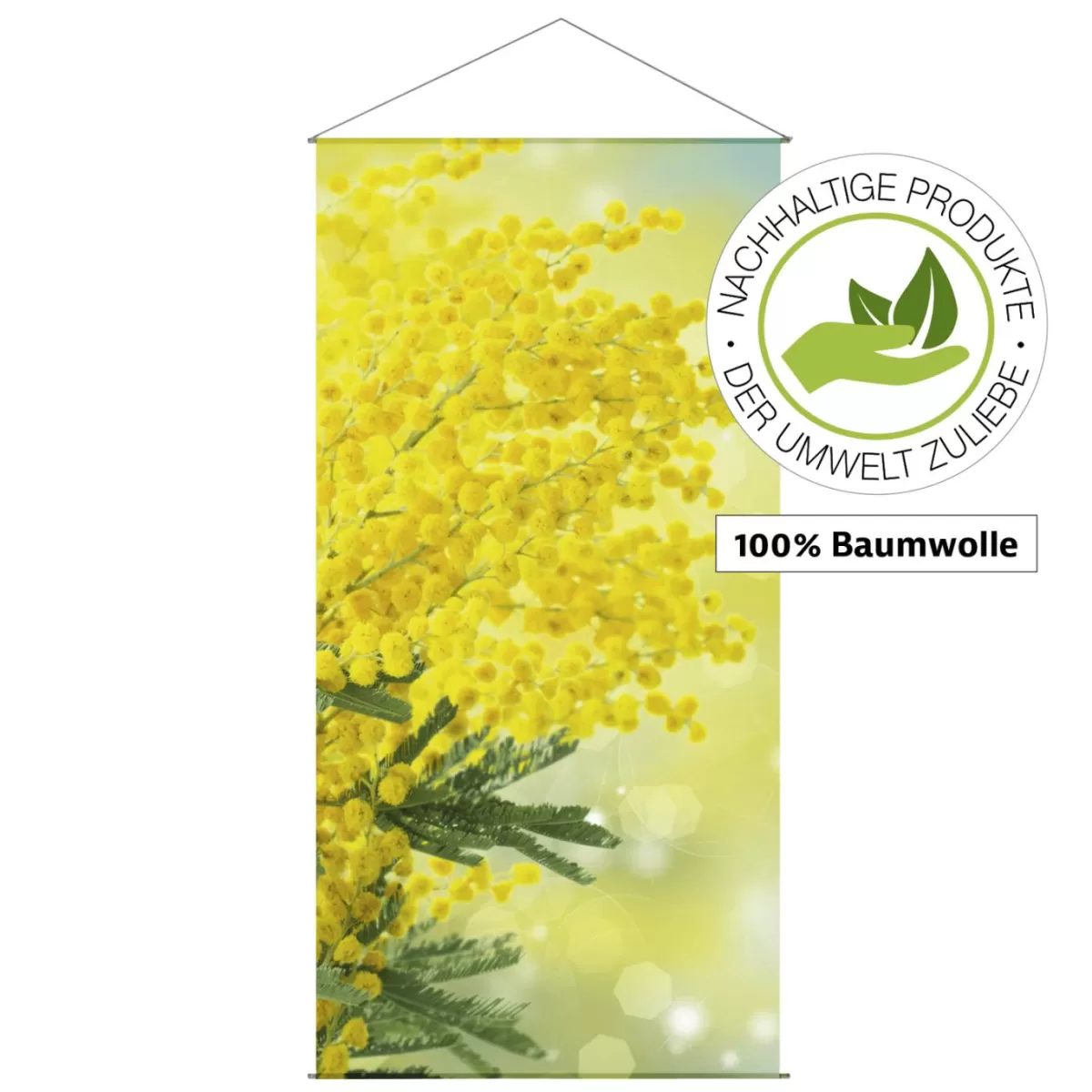 DecoWoerner Lightfast Natural Fibre Textile Banner "Mimosa" Made Of Cotton 100 X 200 Cm