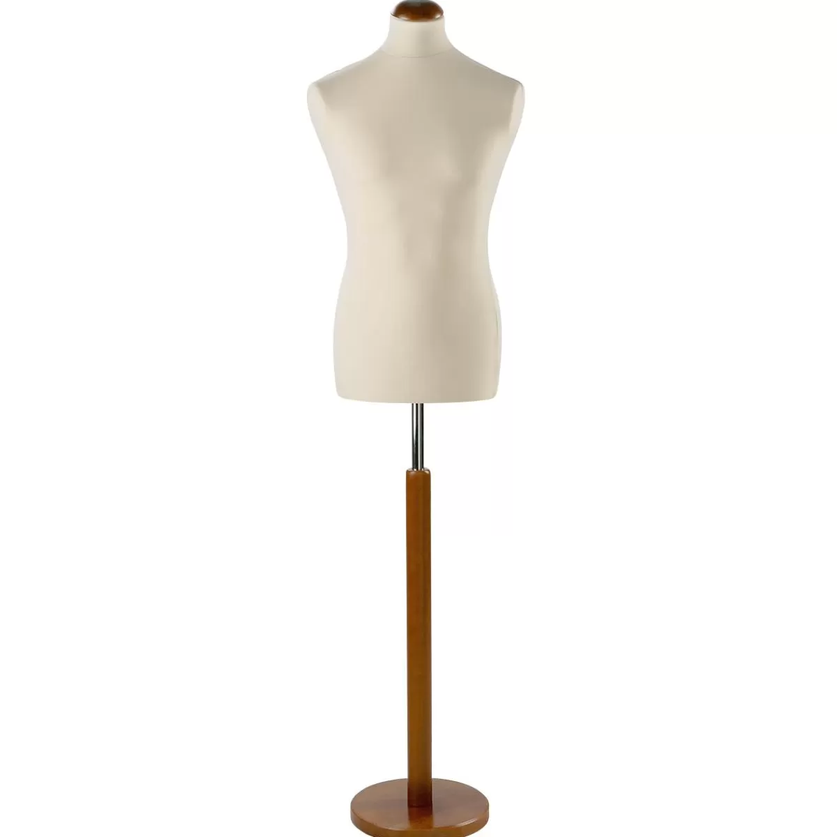 DecoWoerner Male Tailor Bust, Bust 78 Cm, Ecru/walnut