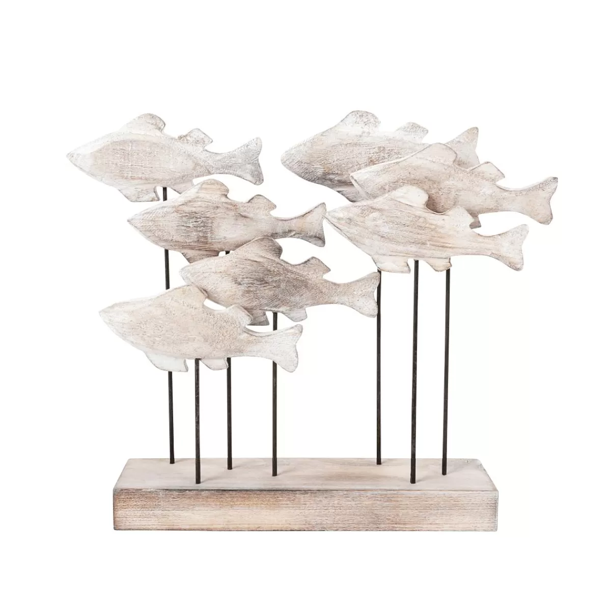 DecoWoerner Maritime Deco Sculpture Wooden Fish Display 28 Cm