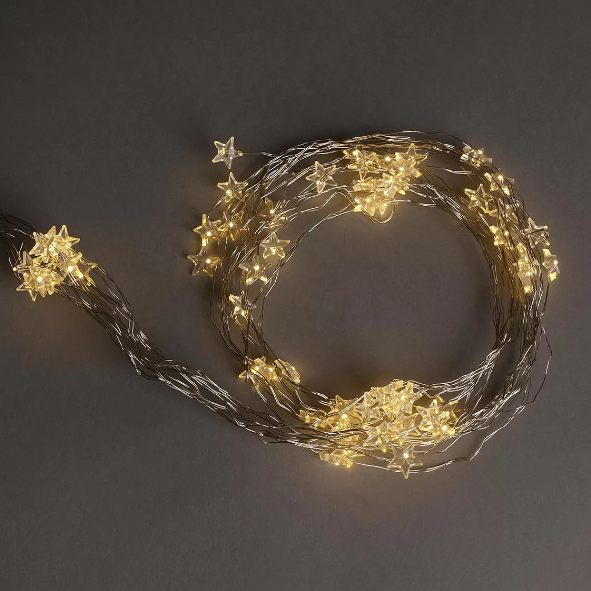 DecoWoerner Micro LED Star Wire Light Chain Battery-operated Warm Light 80 Cm