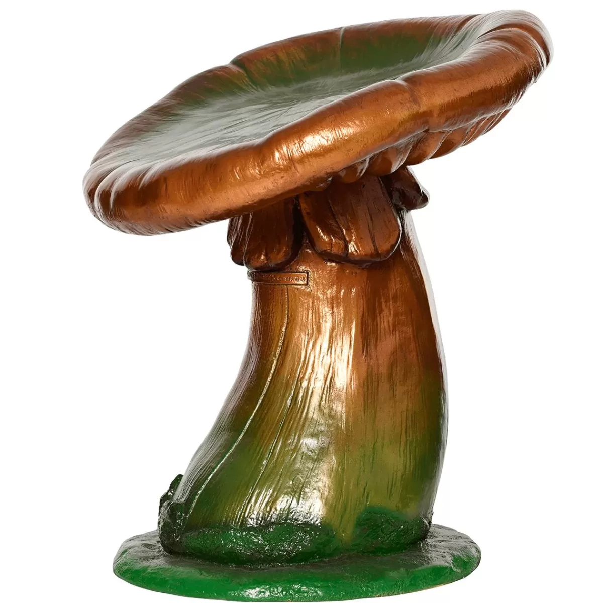 DecoWoerner Mushroom Stool Fibreglass Sculpture 54 Cm Green Gold