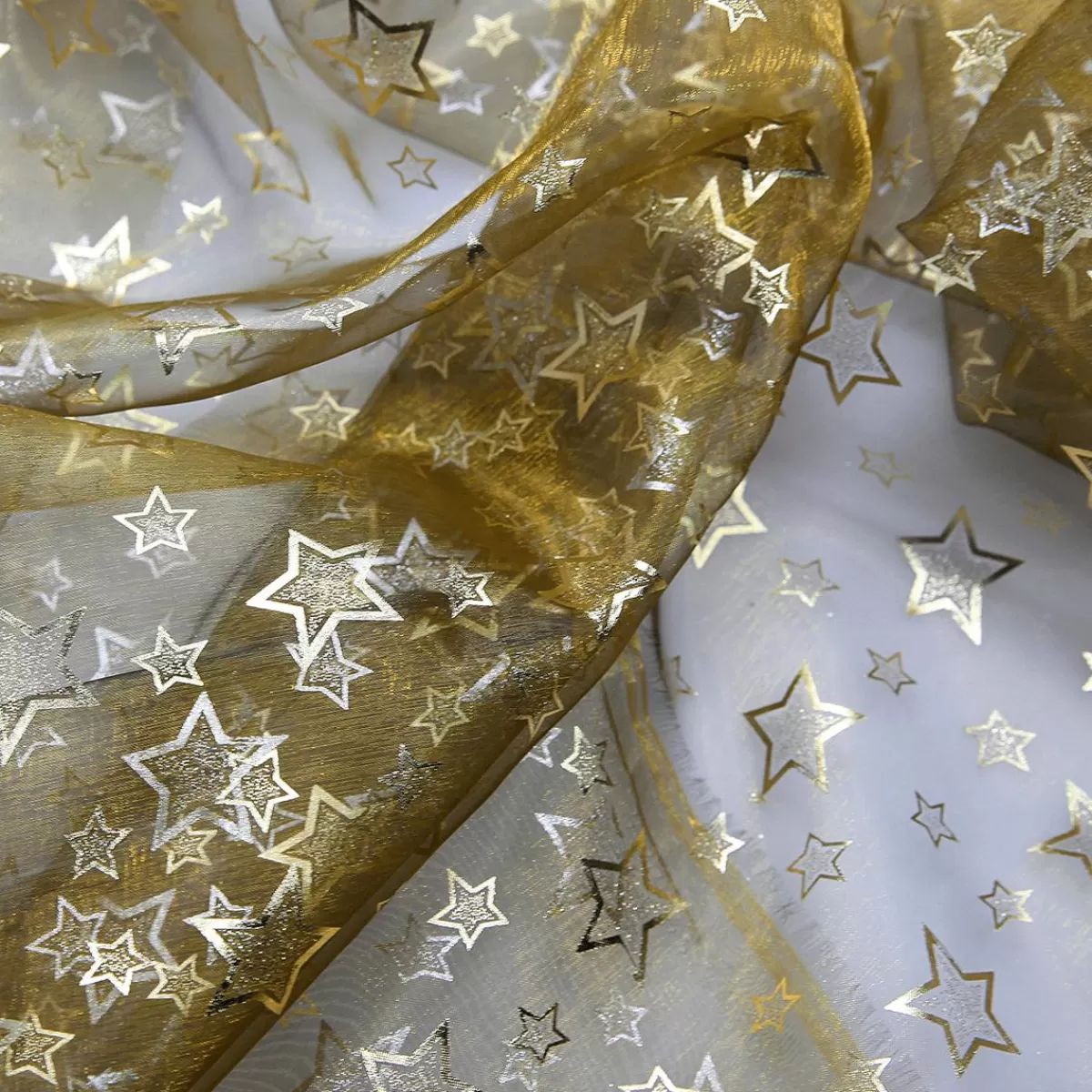 DecoWoerner Organza Fabric "Small Stars" Width 145 Cm