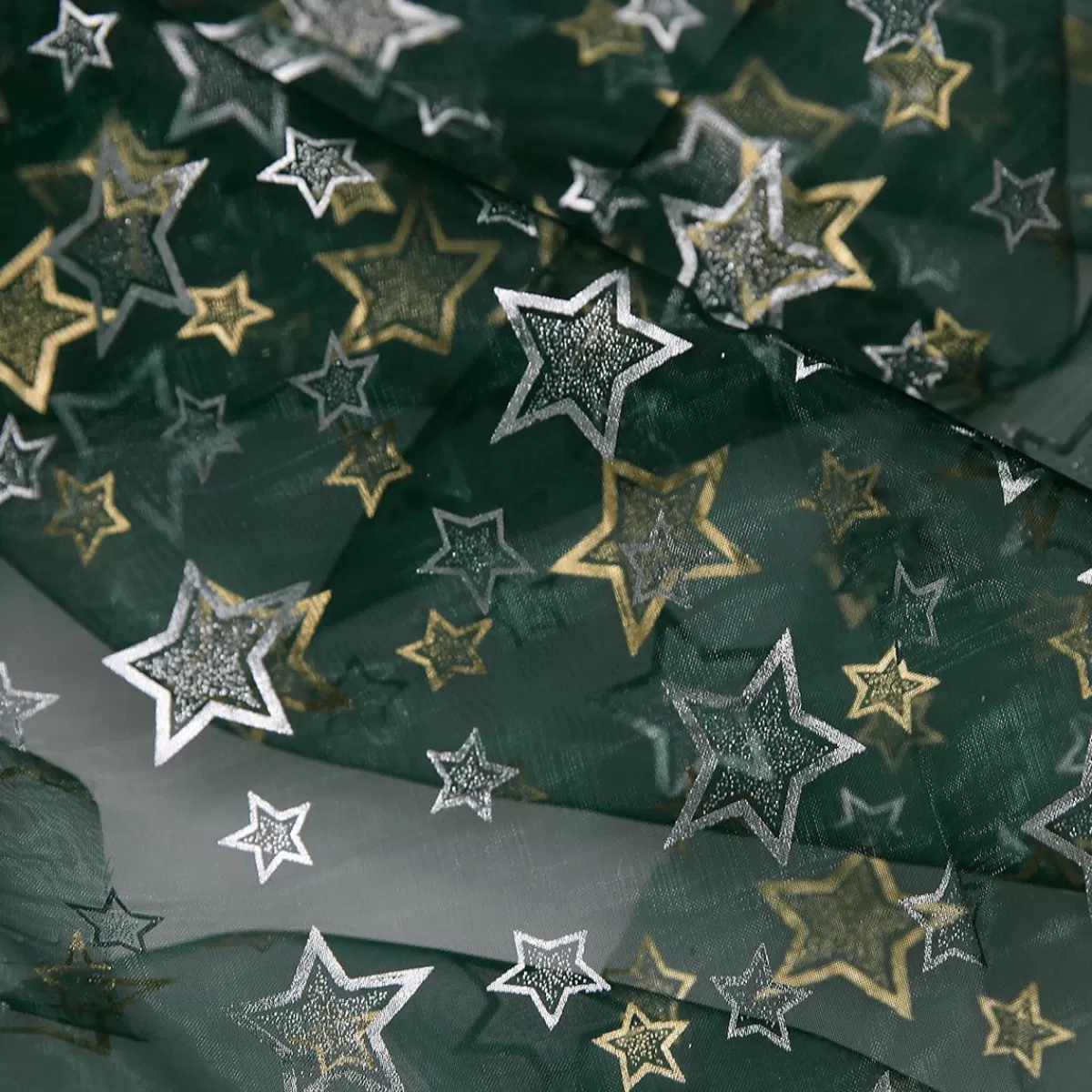 DecoWoerner Organza Fabric "Small Stars" Width 145 Cm