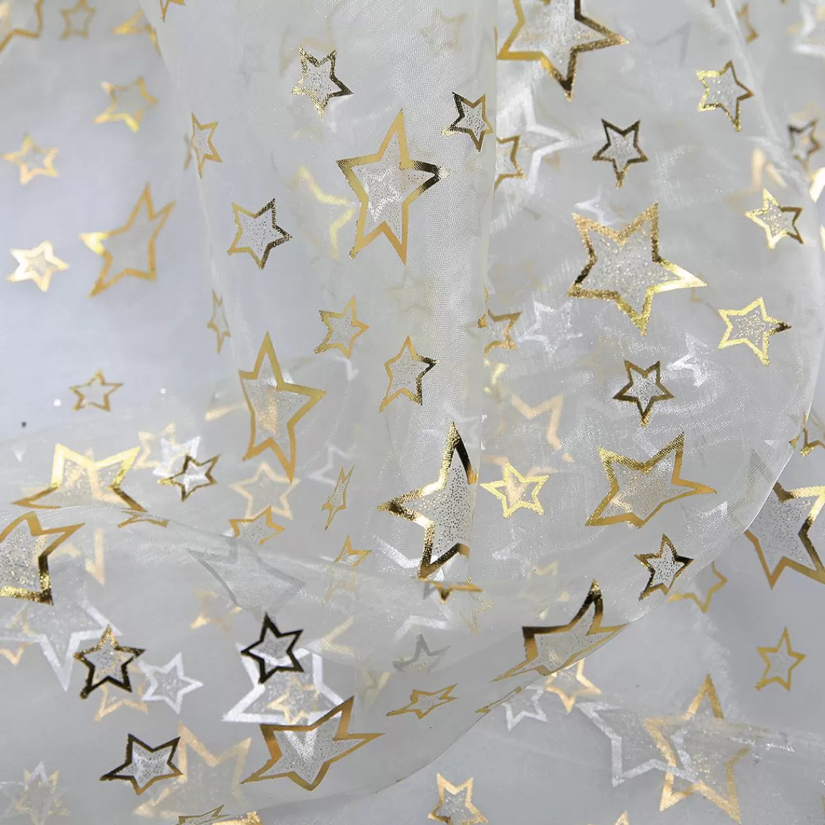 DecoWoerner Organza Fabric "Small Stars" Width 145 Cm