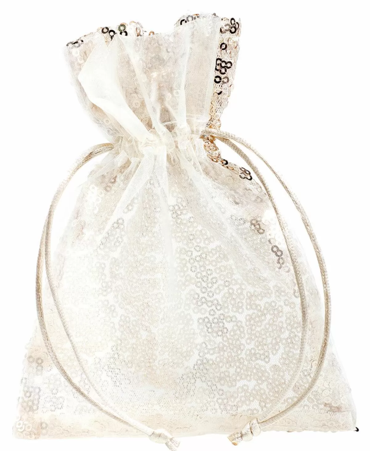 DecoWoerner Organza Sachets Sequins 18 Cm, 10 Pcs, Champagne Colour