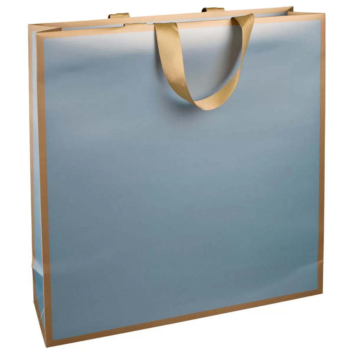 DecoWoerner Paper Bag "Metallic" 35 X 35 X 10 Cm Light Blue & Gold 10 Pieces