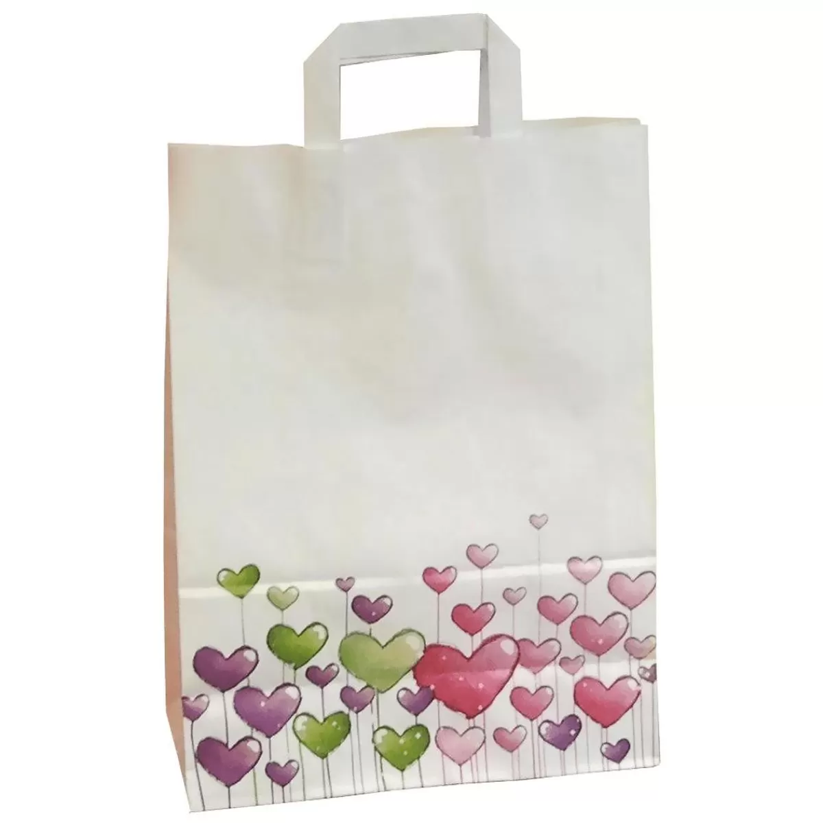 DecoWoerner Paper Carrier Bag With Coloured Hearts 35 X 26 X 12 Cm