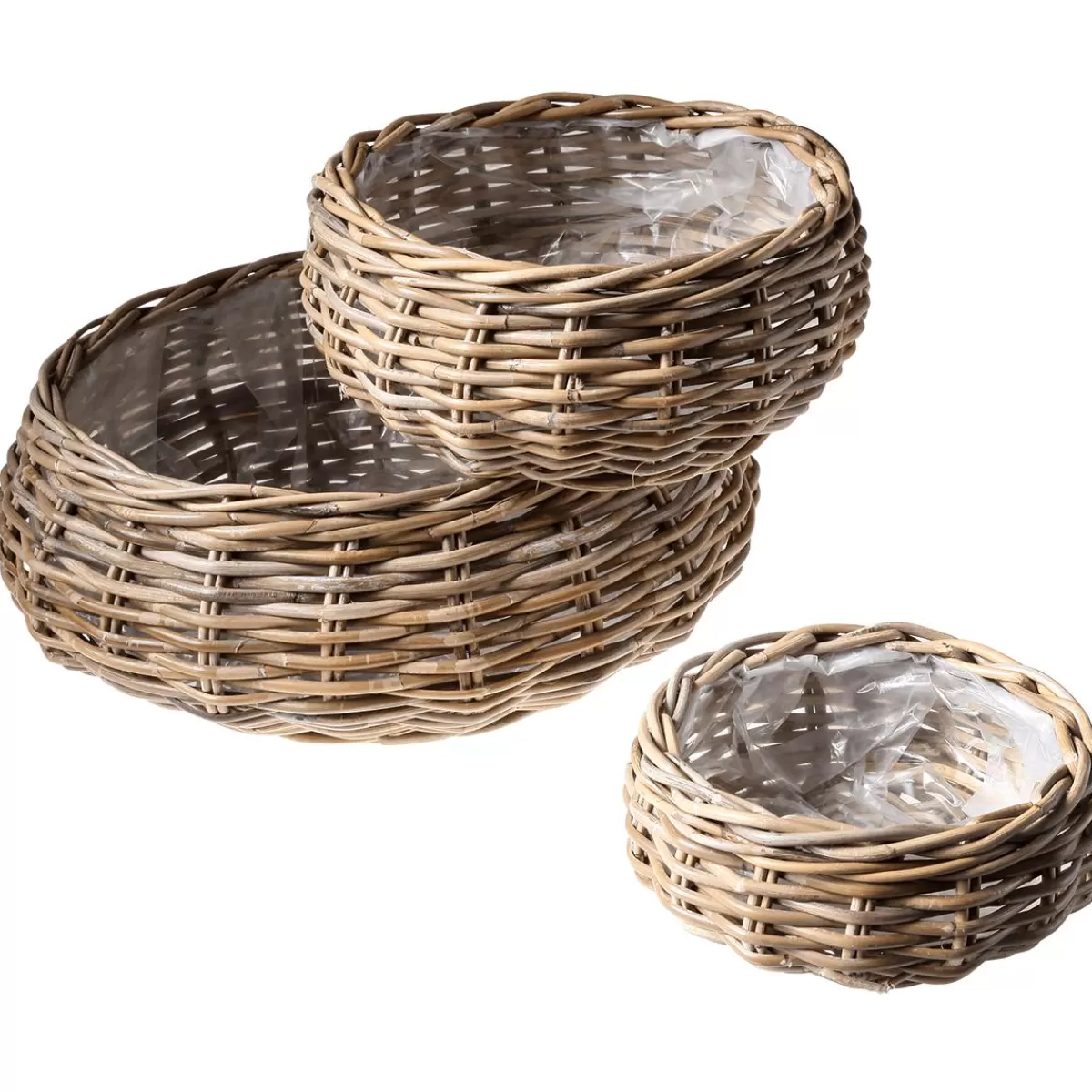 DecoWoerner Rattan Plant Basket Set Round