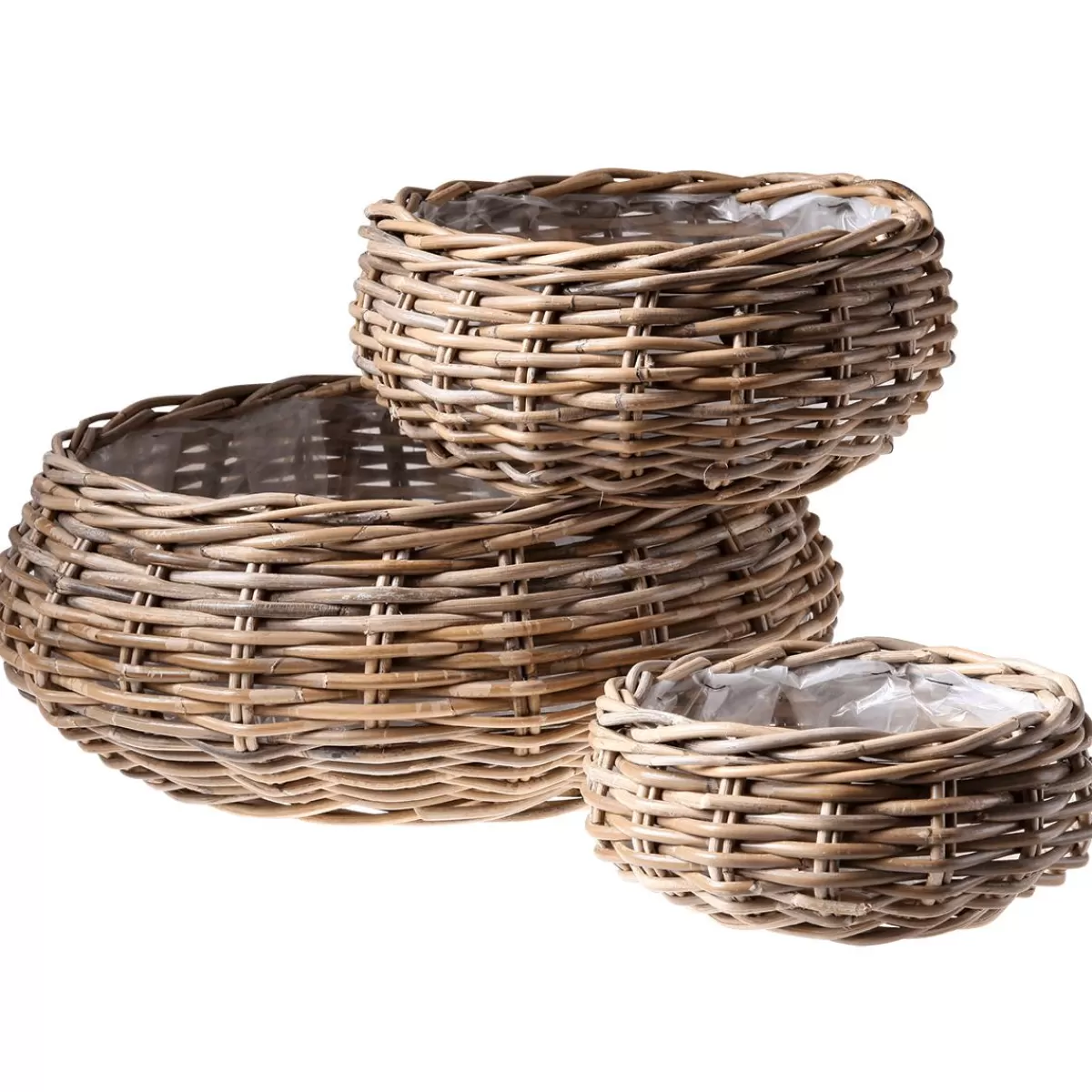 DecoWoerner Rattan Plant Basket Set Round