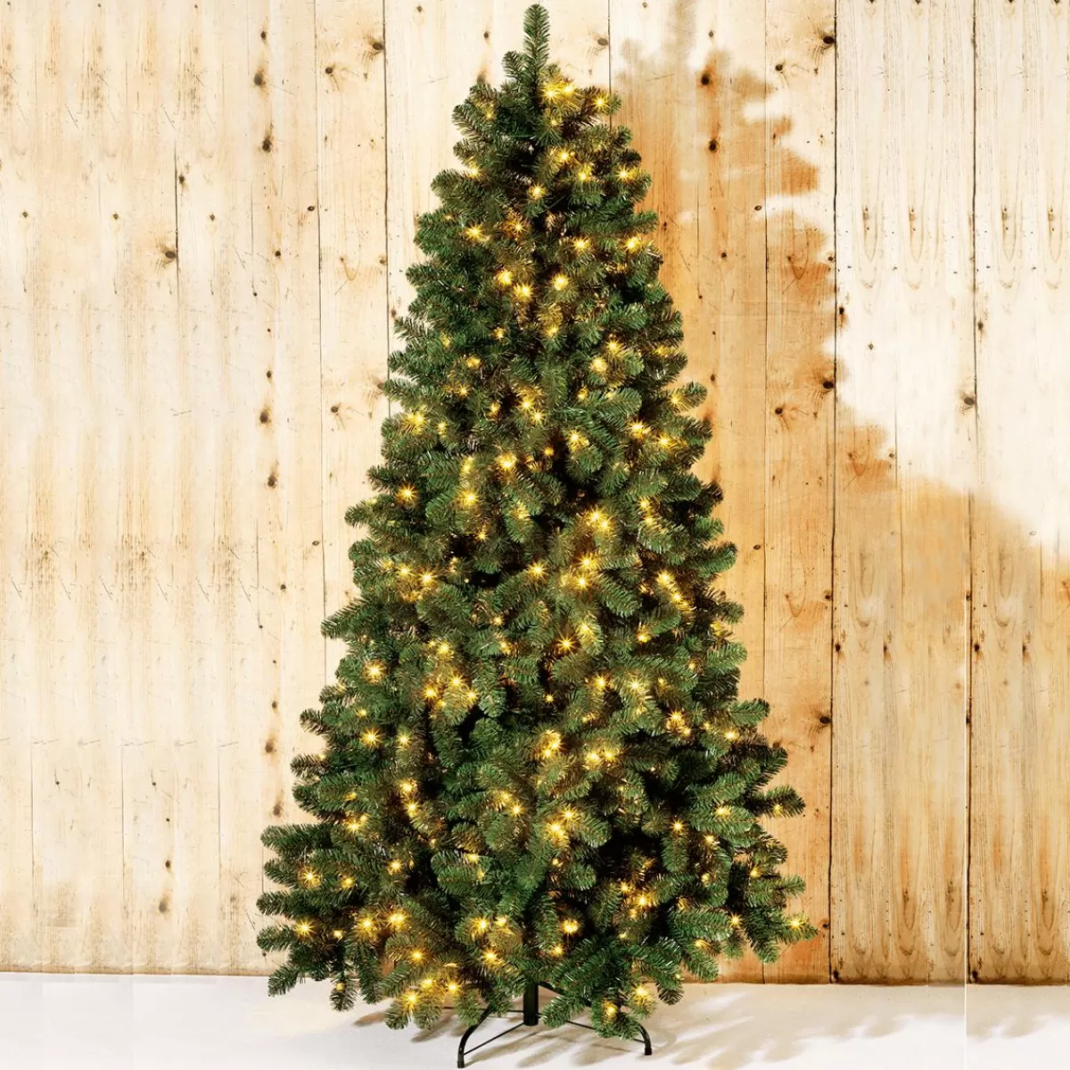 DecoWoerner Árbol De Navidad Artificial Abeto Plateado Con LED 240 Cm