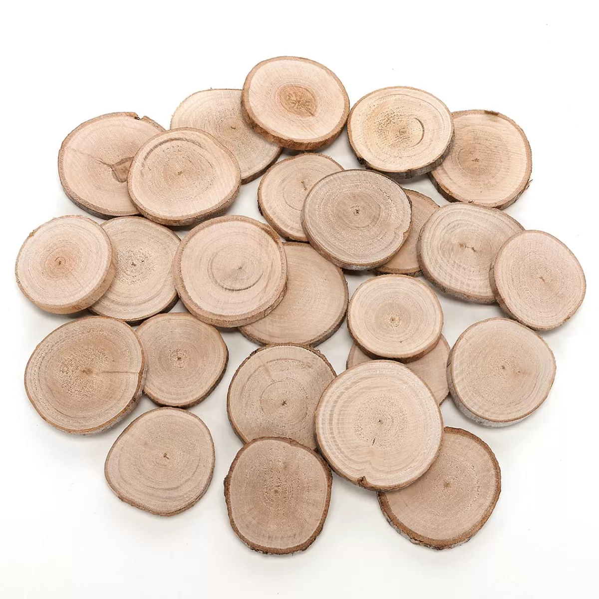 DecoWoerner Real Wooden Discs 5 - 7 Cm, 25 Pieces