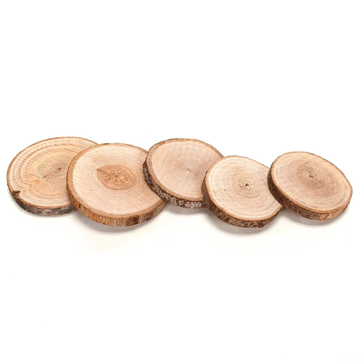 DecoWoerner Real Wooden Discs 5 - 7 Cm, 25 Pieces