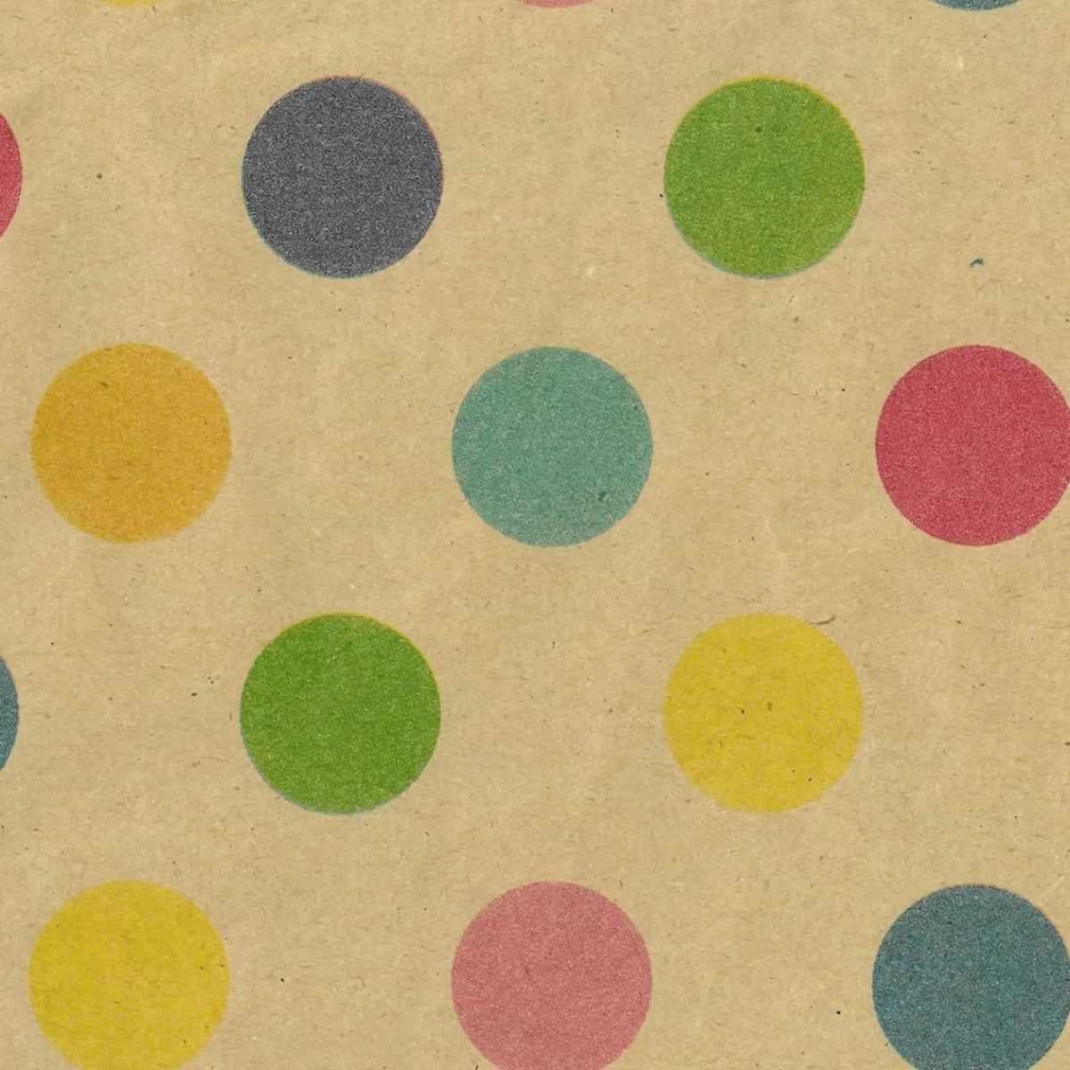 DecoWoerner Recycled Kraft Paper With Coloured Dots - 50 M Gift Wrapping Paper Roll