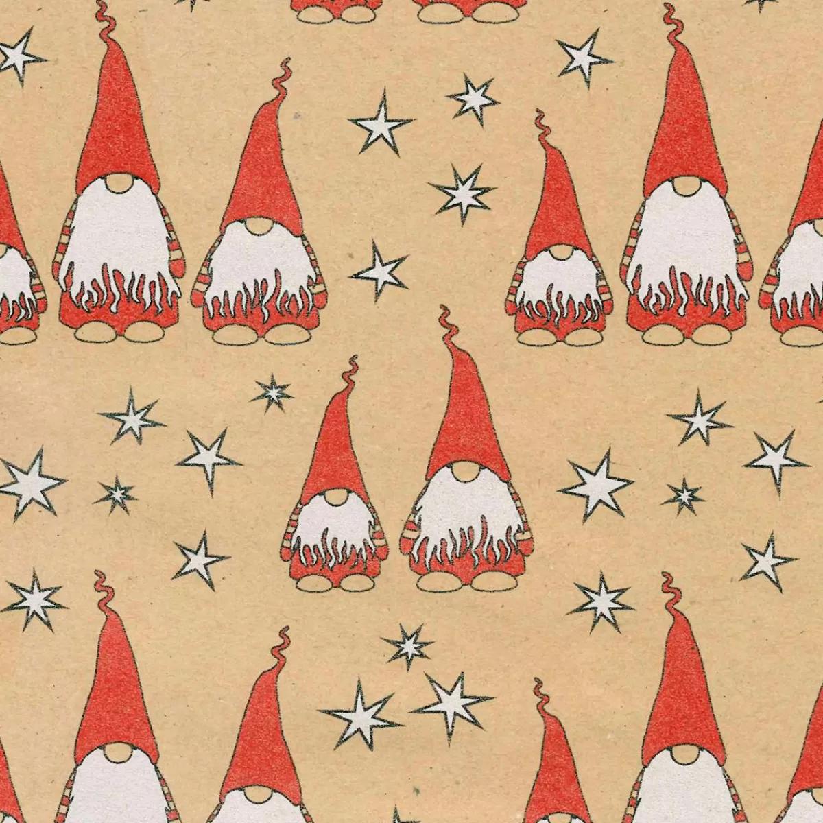 DecoWoerner Recycled Kraft Paper With Red Secret Santa & White Stars - 50 M Wrapping Paper Roll