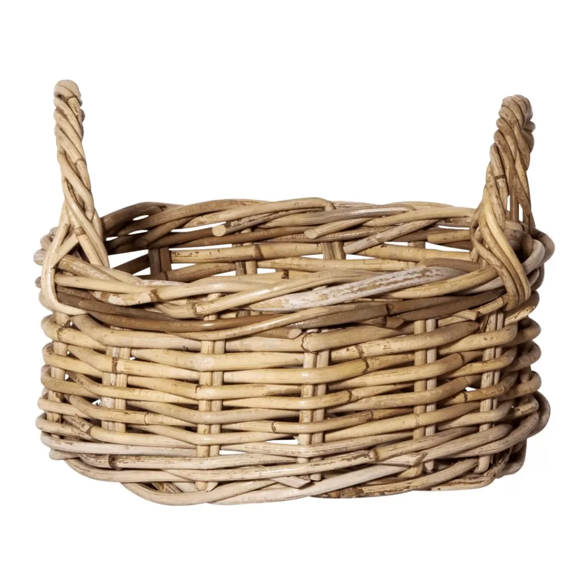 DecoWoerner Round Rattan Basket With Handle 23 Cm Ø