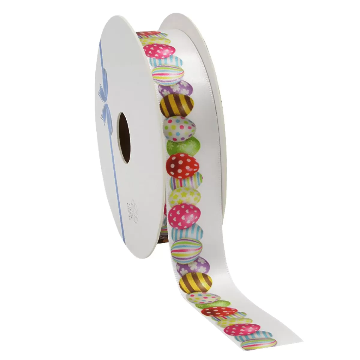 DecoWoerner Satin Ribbon Gift Ribbon With Easter Eggs Motif, 23 Mm, 20 M