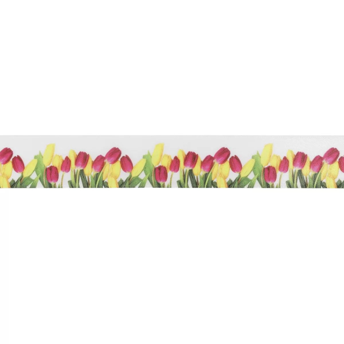 DecoWoerner Satin Ribbon Gift Ribbon With Tulips Motif, 23 Mm, 20 M