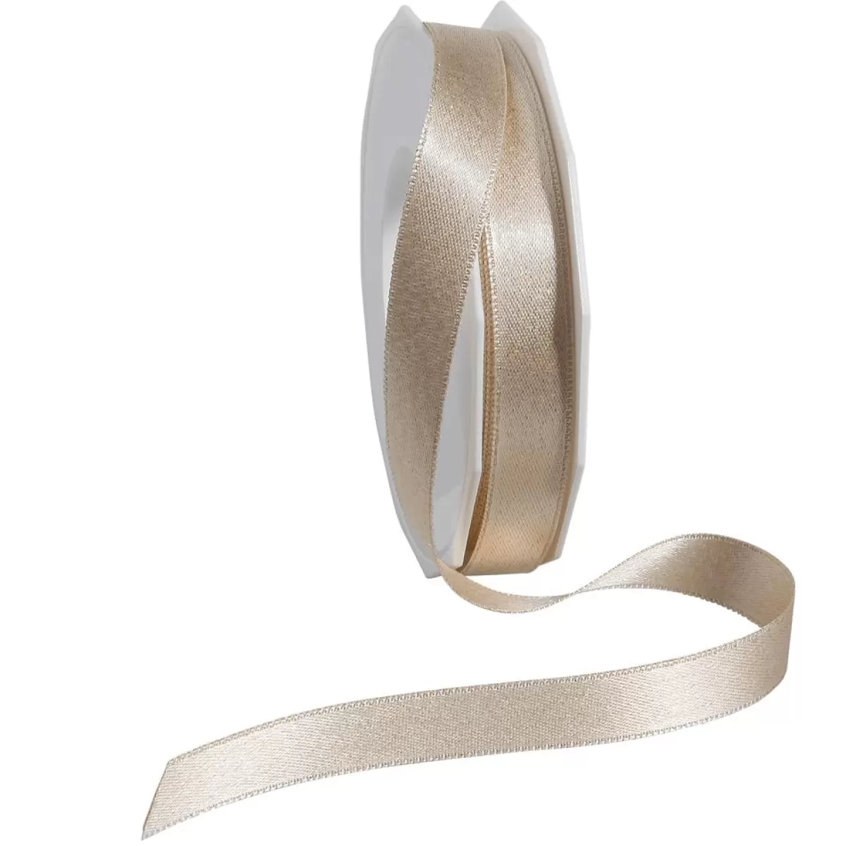 DecoWoerner Satin Ribbon Glitter, 15 Mm, 20 M, Cream