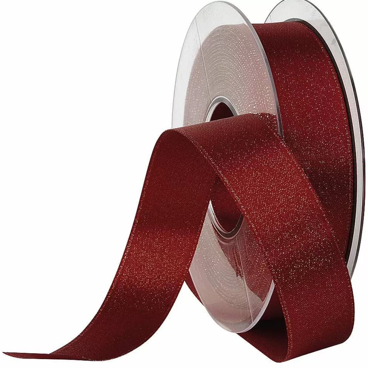 DecoWoerner Satin Ribbon Glitter, 25 Mm, 20 M, Bordeaux