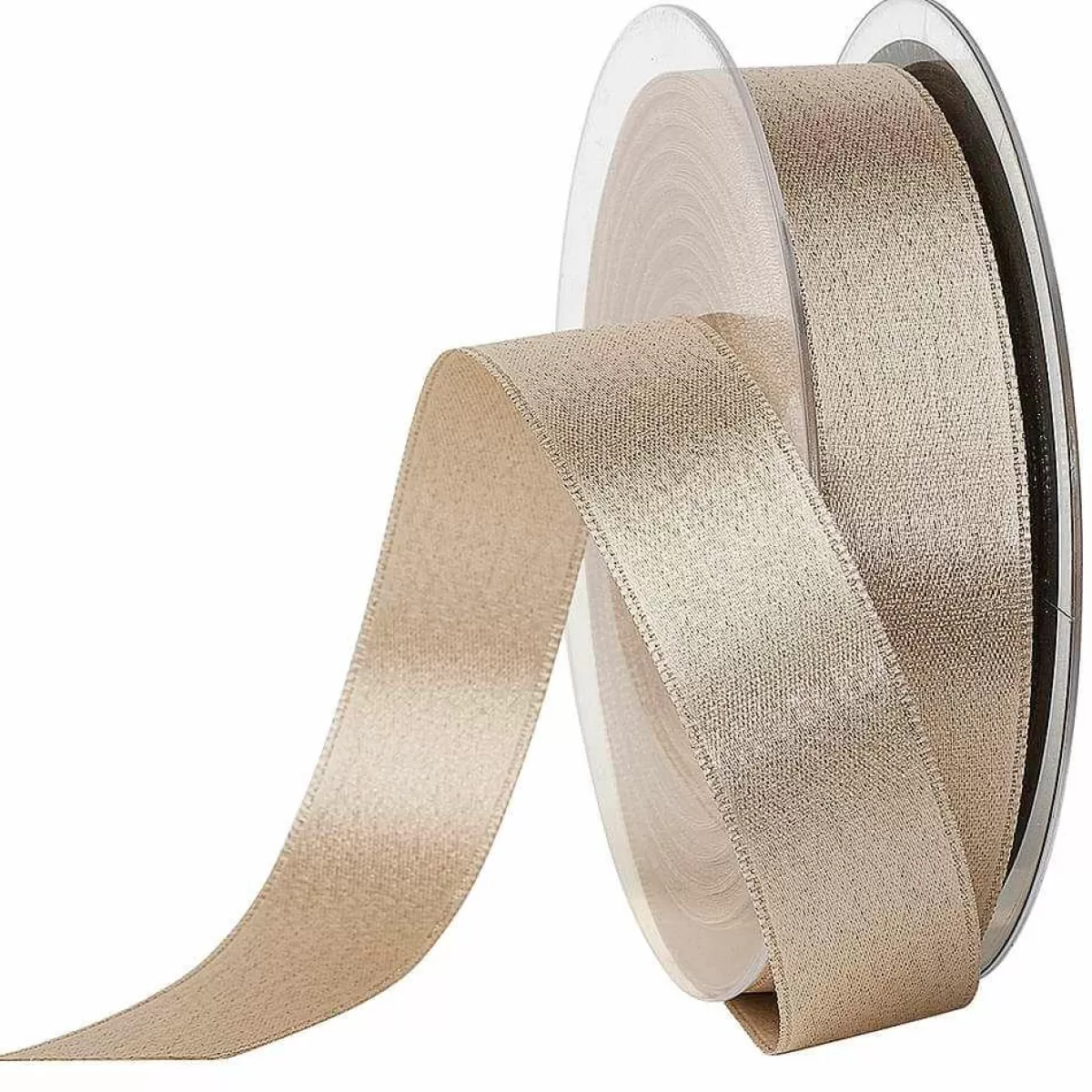 DecoWoerner Satin Ribbon Glitter, 25 Mm, 20 M, Cream