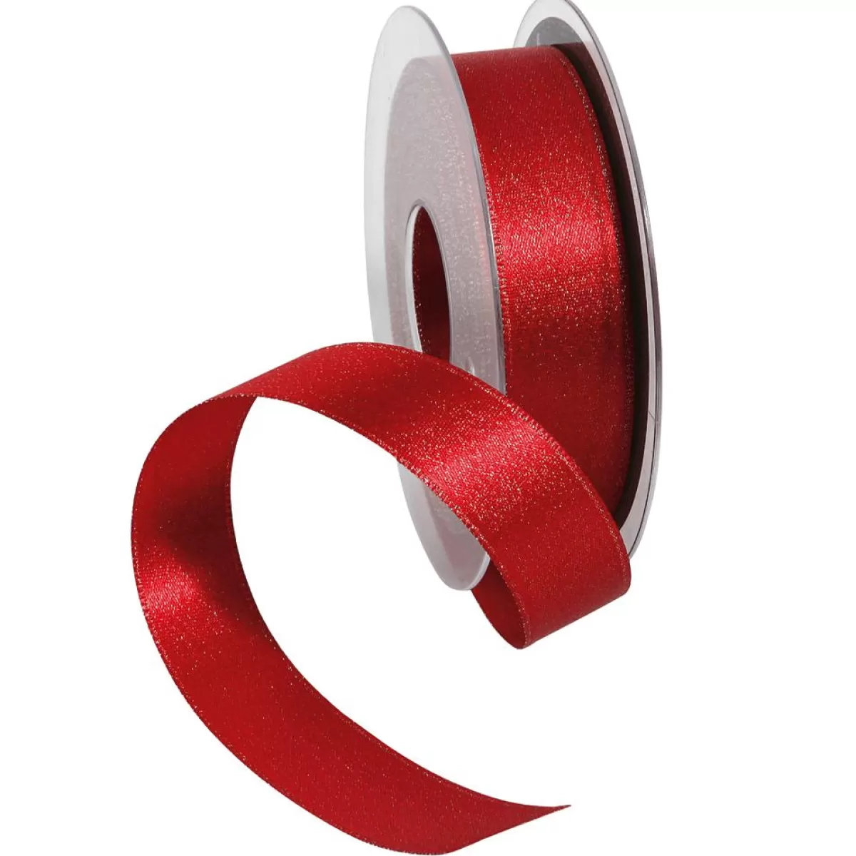 DecoWoerner Satin Ribbon Glitter, 25 Mm, 20 M,