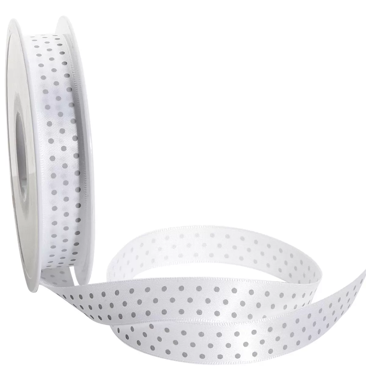 DecoWoerner Satin Ribbon With Dots, 15mm/20m,