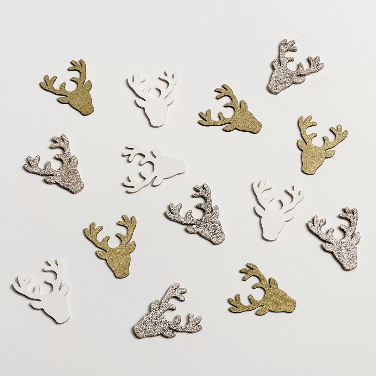 DecoWoerner Scattered Wooden Deer 72 Pieces 4 Cm