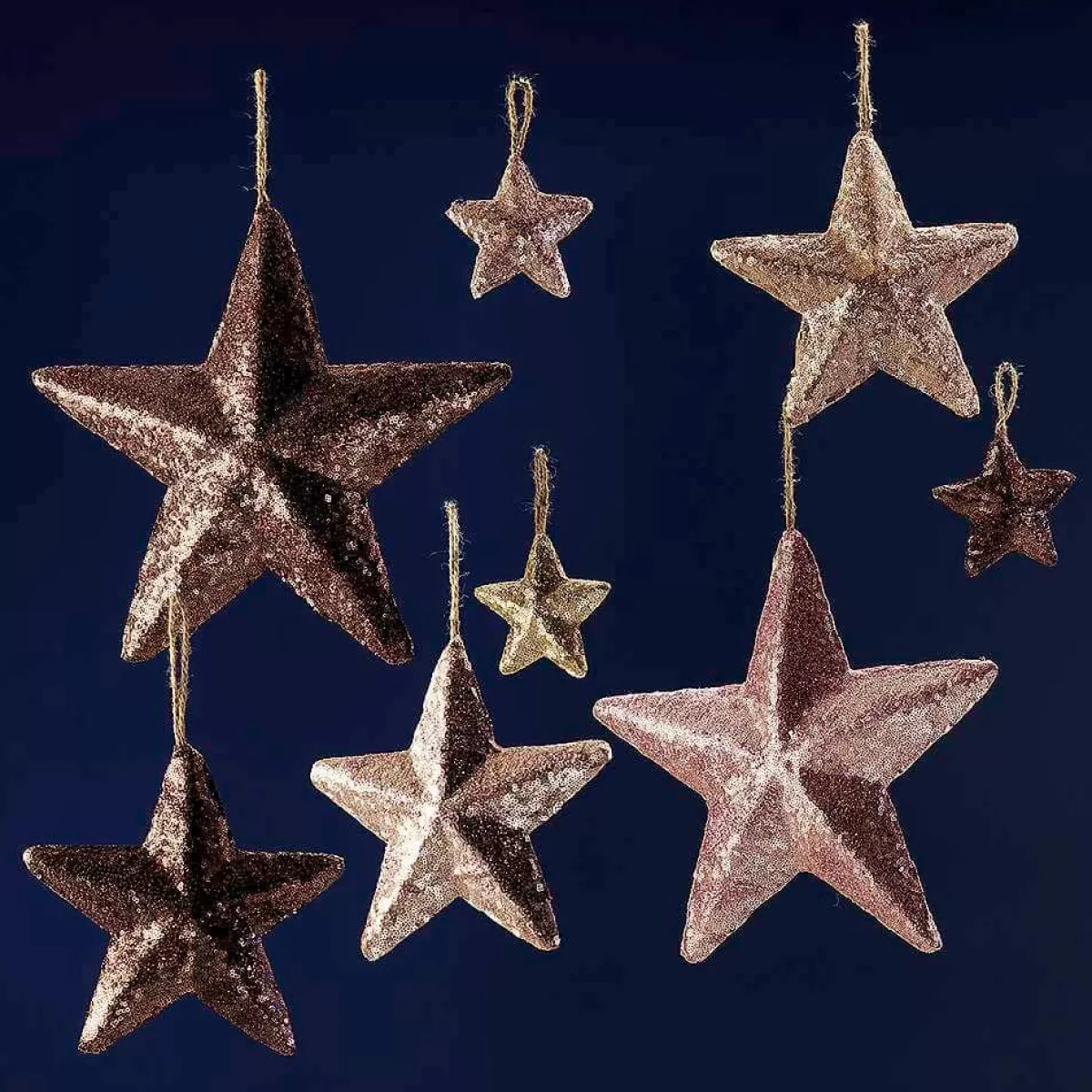 DecoWoerner Sequins Star Ø 10 Cm, 3 Pcs, Nougat