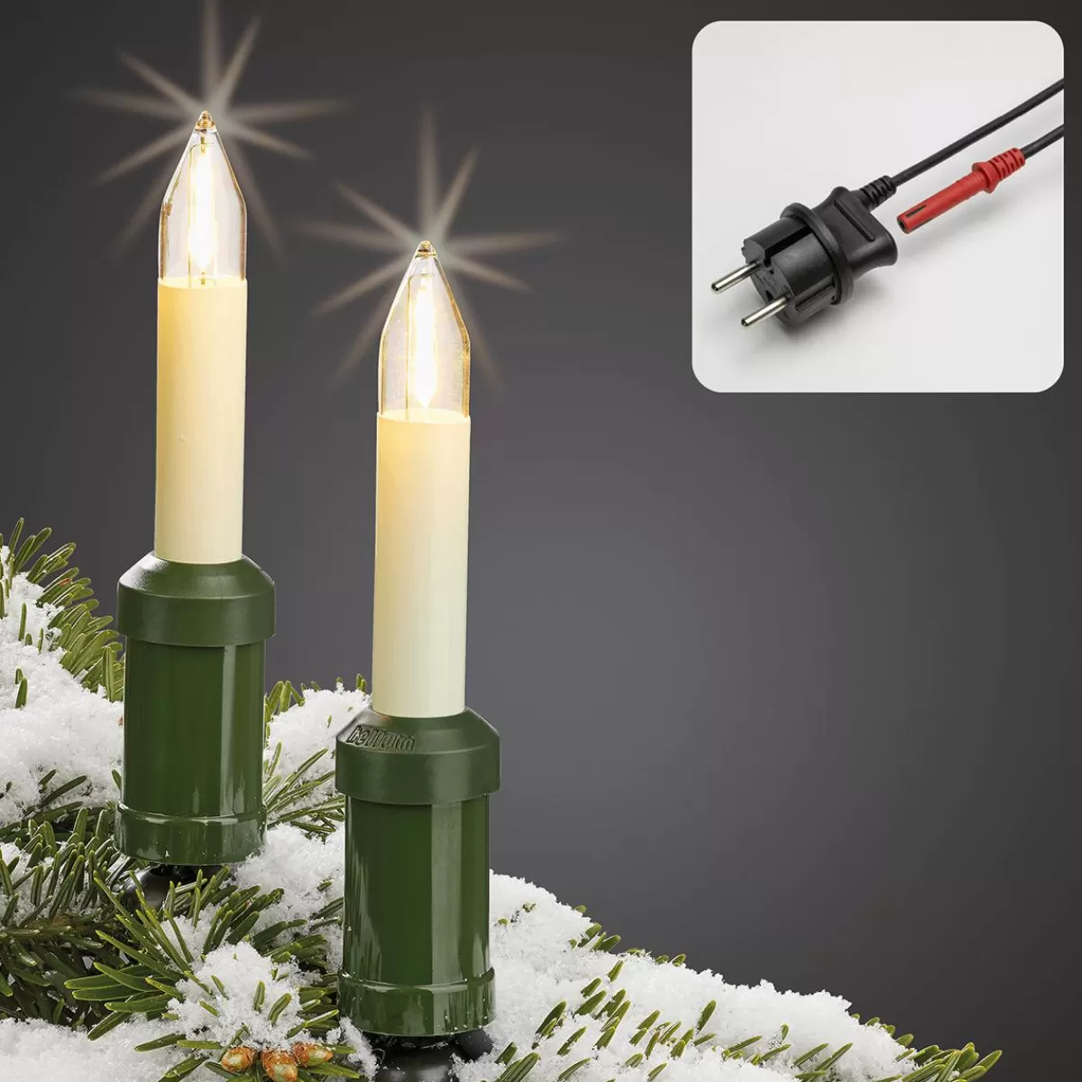 DecoWoerner Shaft Candles Light Chain For Indoor And Outdoor 22 M