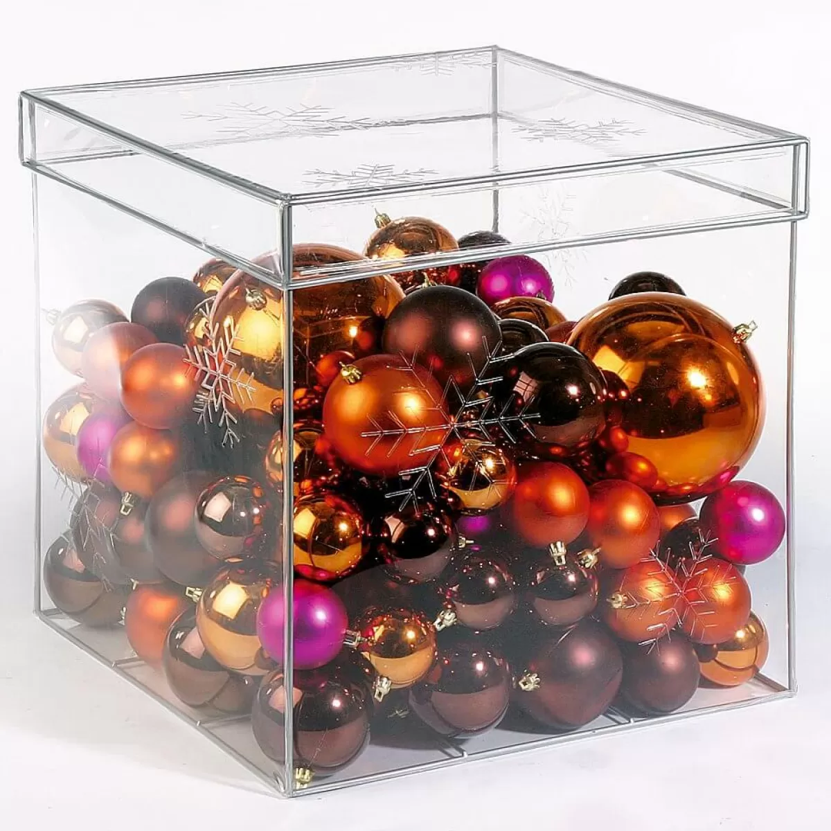 DecoWoerner Shiny Copper Plastic Christmas Baubles, 6 Cm Ø - 24 Pieces