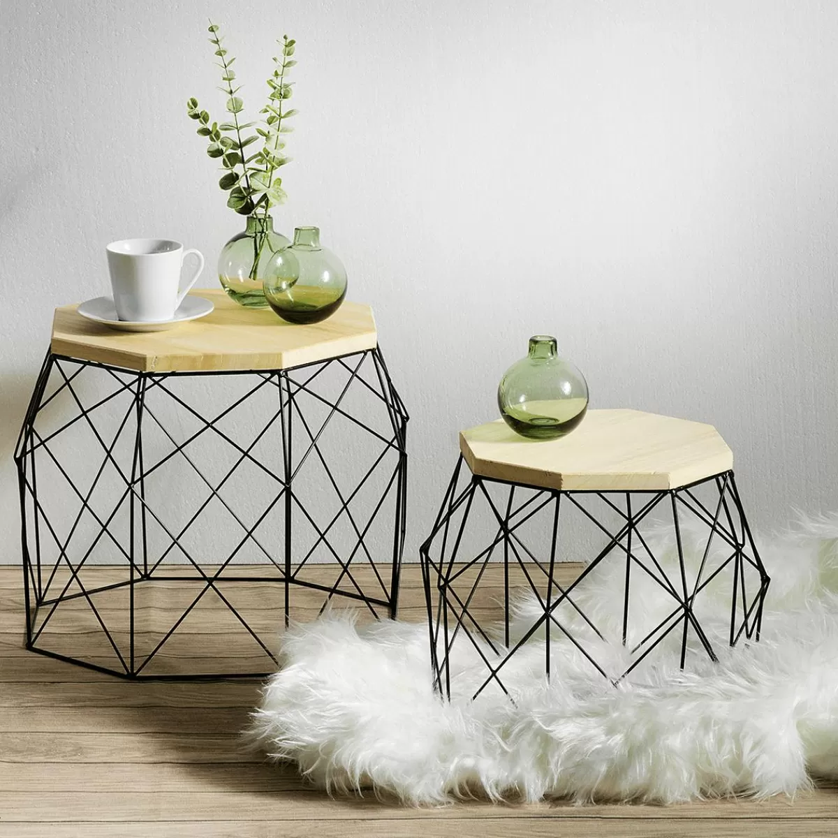 DecoWoerner Side Table "Hexagon" Double Set