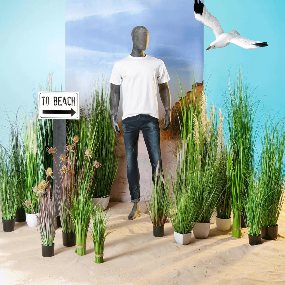 DecoWoerner Signpost Beach -white Height 120 Cm