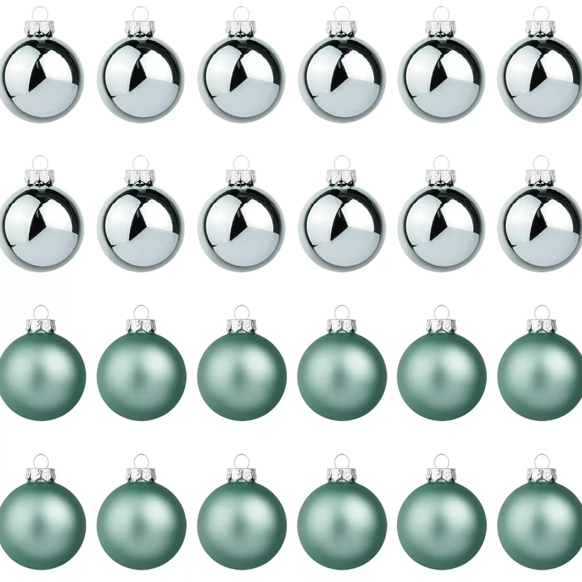 DecoWoerner Silver Glass Christmas Baubles 6 Cm Ø - 24 Pieces