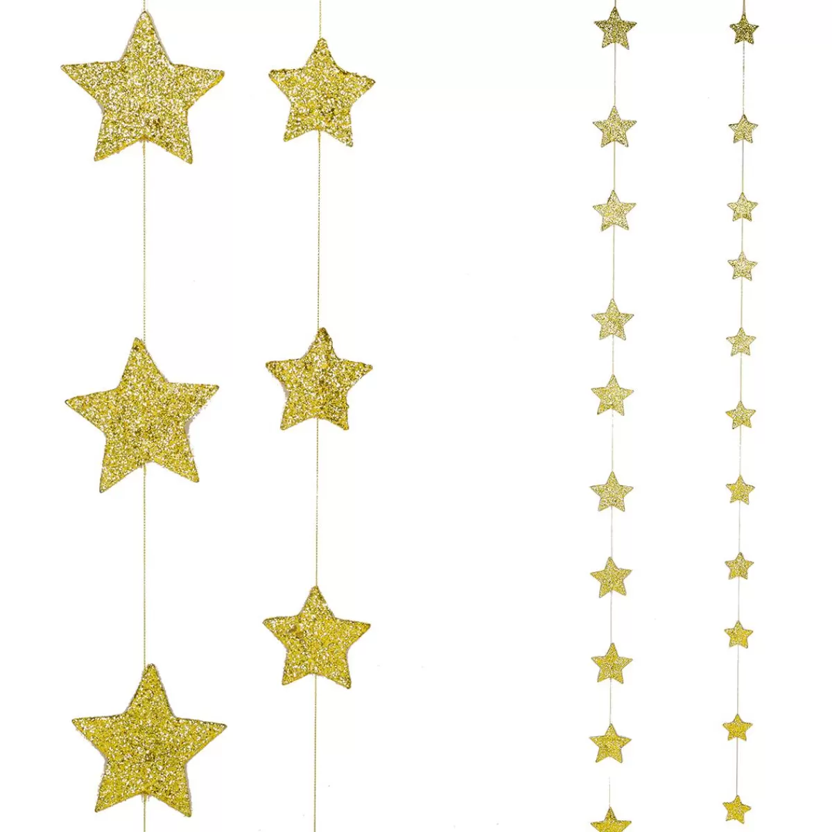 DecoWoerner Star Garland Set 2D, Gold, 2 Pcs.