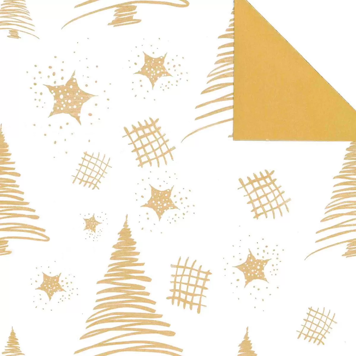 DecoWoerner Sustainable Double-sided Christmas Wrapping Paper With Fir Trees & Stars In - 50 M Gift Wrapping Paper Roll